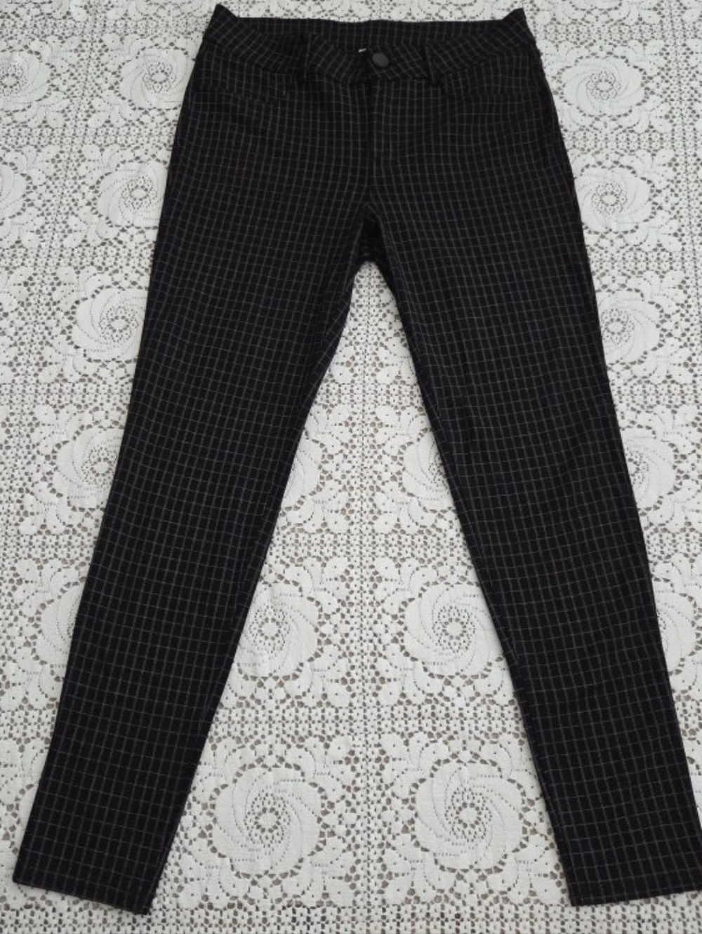 Seven7 Black Checkered Ponte Pants Size 12